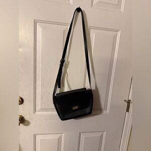 kate spade Black Leather Crossbody Bag with Gold Logo Plaque